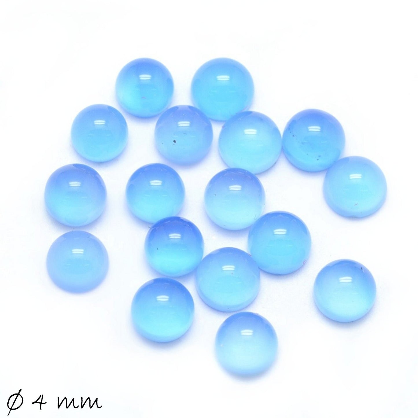 2 Stück Edelstein Cabochons, blauer Achat, 4 mm
