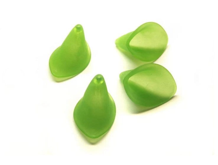 6 Stück gefrostete lucite Acrylblüten, 21 x 19 mm, Grün
