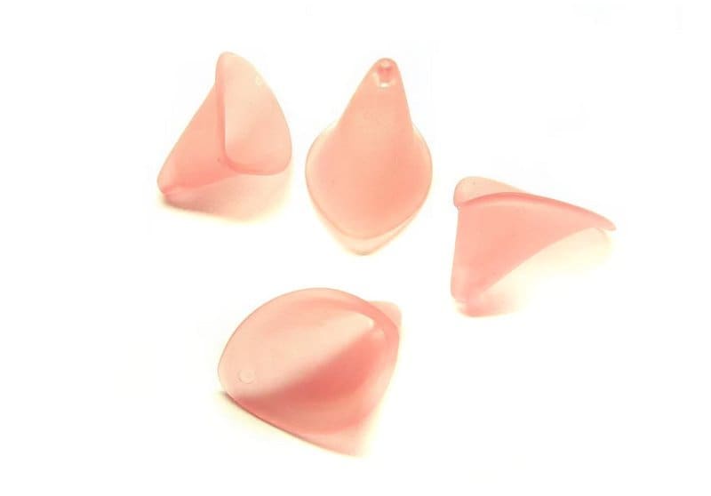 6 Stück gefrostete lucite Acrylblüten, 21 x 19 mm, Rosa