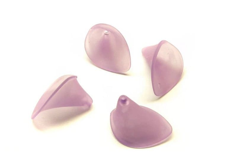 6 Stück gefrostete lucite Acrylblüten, 21 x 19 mm, Lila
