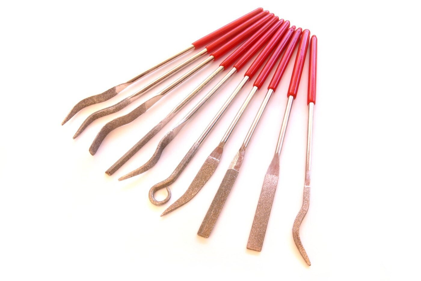 1 Set á 10 Diamant-Feilen aus Stahl mit Kunststoffummantelung