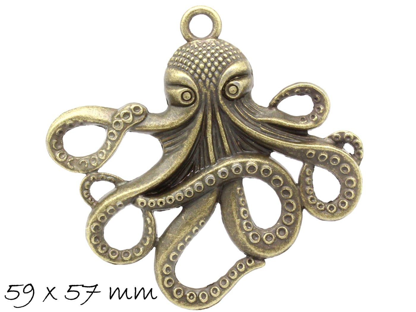 2 Stück Anhänger Krake in silber, 59 x 57 mm