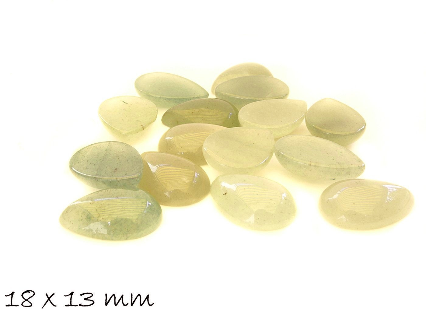 B - Ware - 2 Stück Edelstein Tropfen-Cabochons Aventurin, 18 x 13 mm