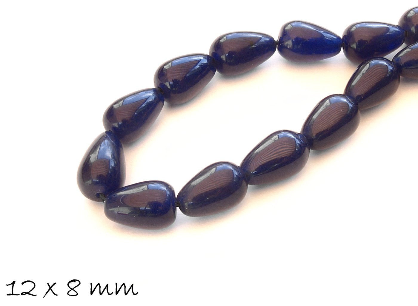 6 Stück natürliche Jadeperlen, Tropfen, 12 x 8 mm, rot, grün, blau