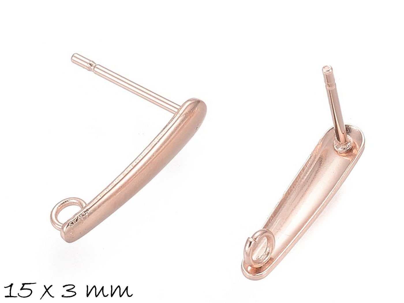 10 Stück Ohrstecker mit Öse Edelstahl, rosegold, Ohrringe, 15 x 3 mm