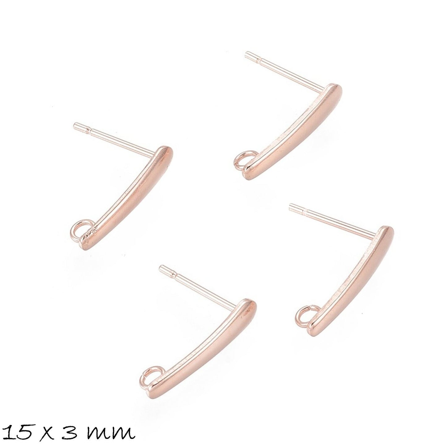 10 Stück Ohrstecker mit Öse Edelstahl, rosegold, Ohrringe, 15 x 3 mm