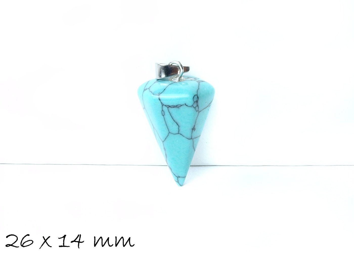 1 Anhänger Edelstein synthetischer Türkis (blau), Spitze, 26 x 14 mm
