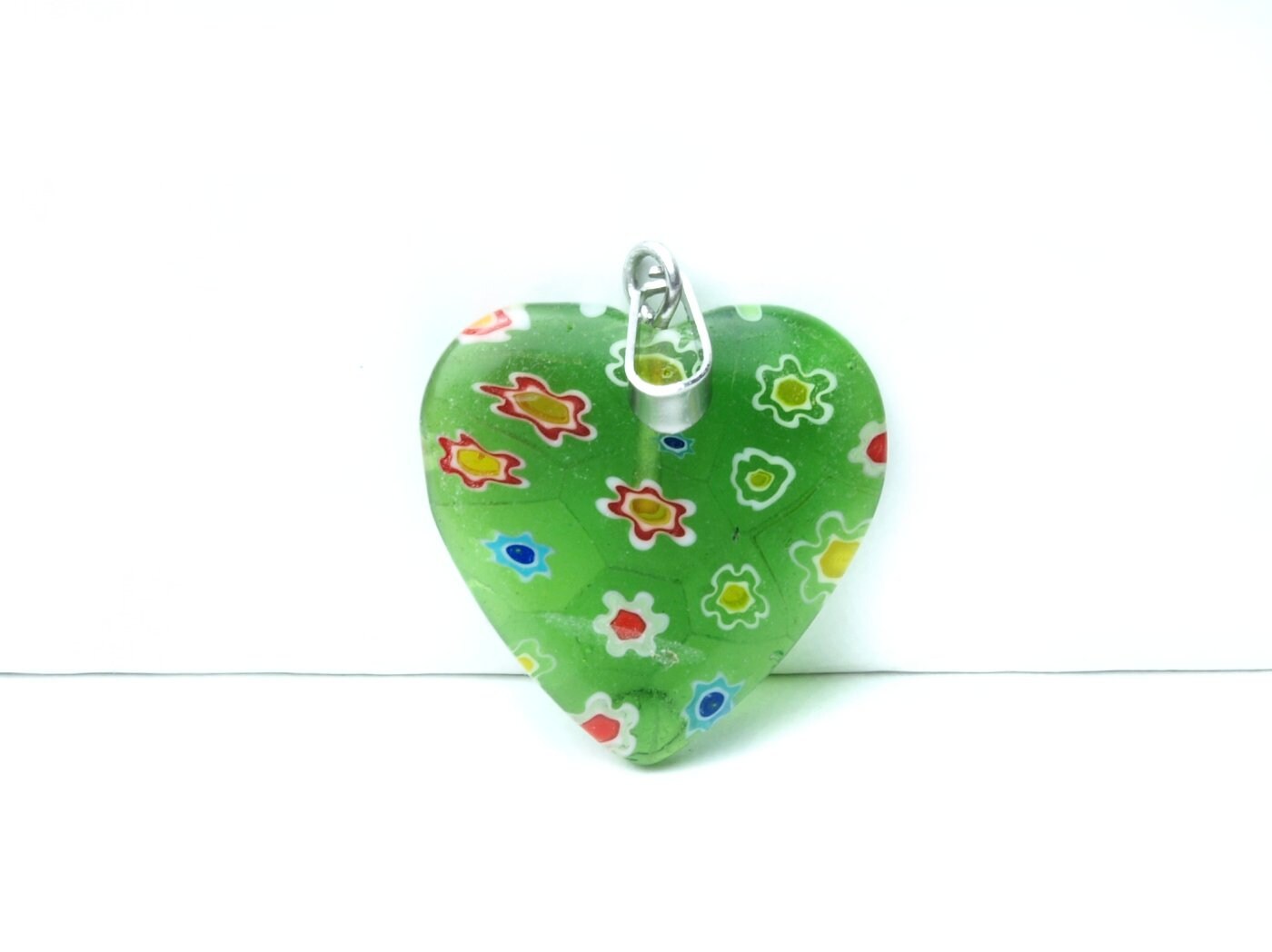 1 Stück Herz Anhänger Glas Millefiori, 27 x 20 mm, verschiedene Farben