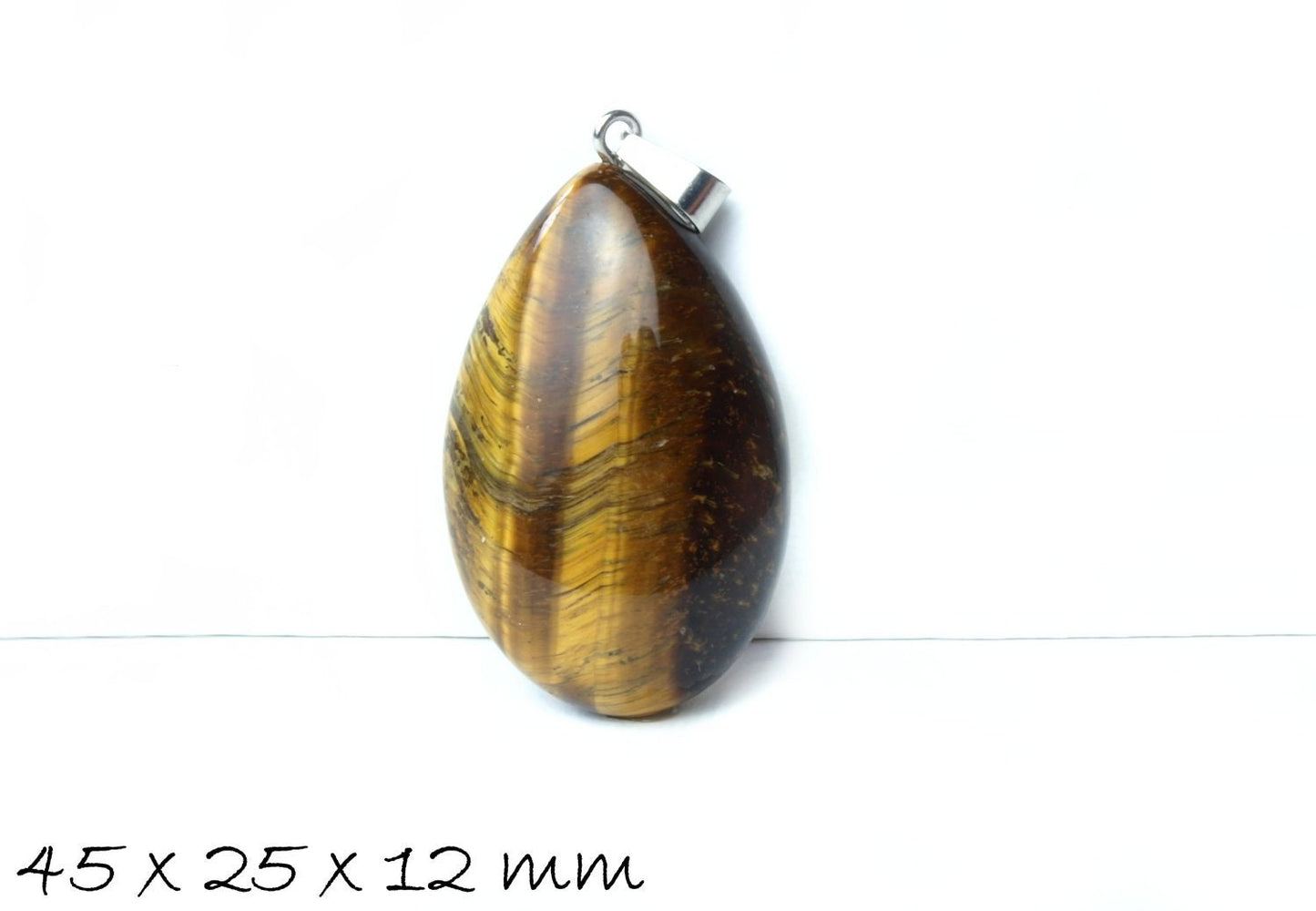 1 Stück Edelstein Anhänger, Tropfen, Tigerauge, 45 x 25 x 12 mm