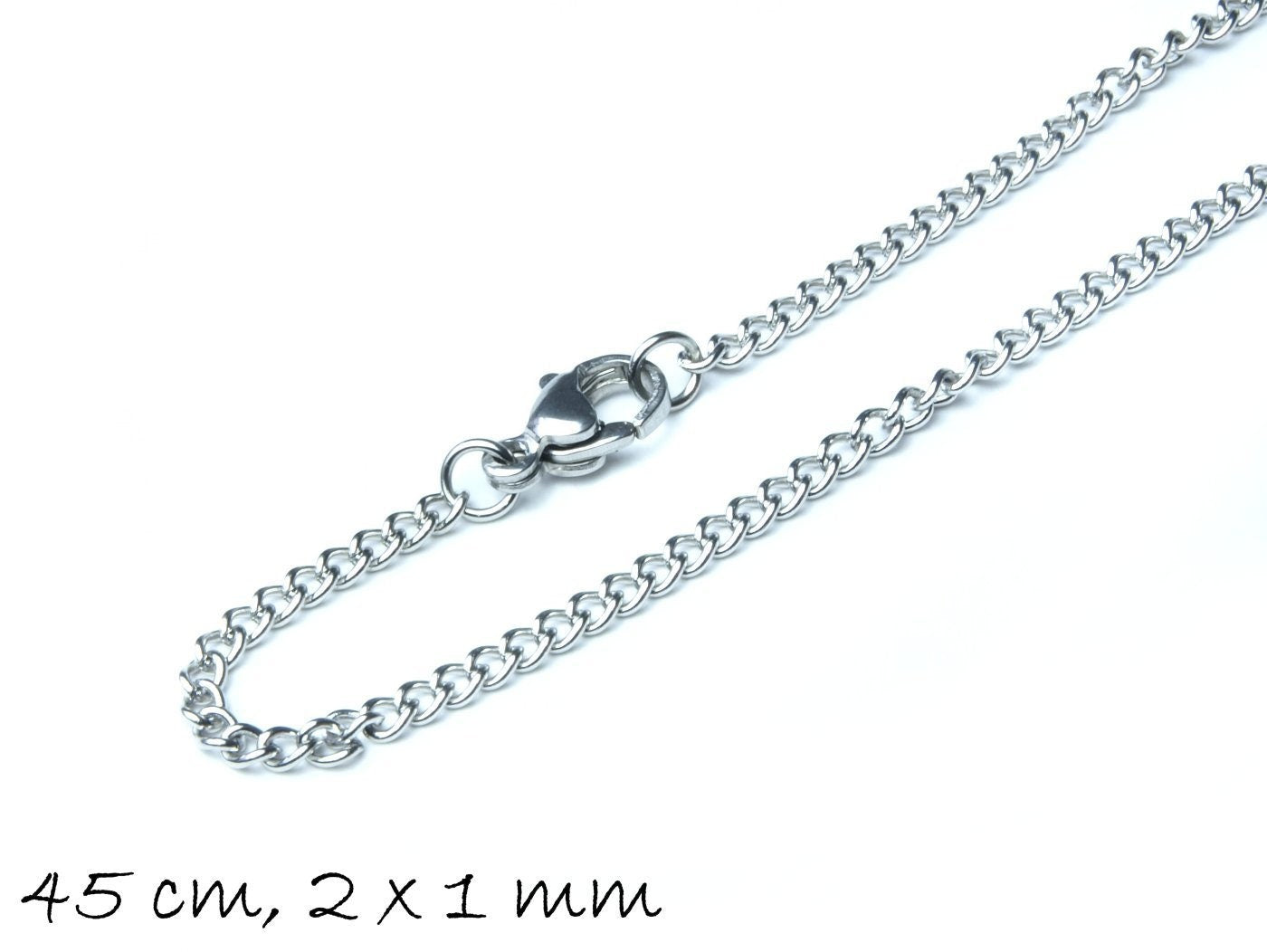 Fertige Gliederkette Edelstahl, Twisted Chain , silber, 45 cm lang, Kettengliedergröße 2 x 1 mm