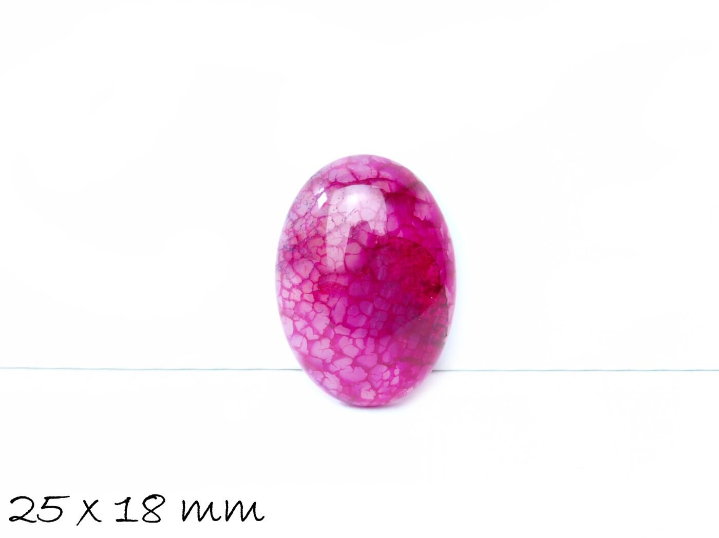 1 Stück ovaler Edelstein Cabochon, Drachenader, 25 x 18 mm, pink
