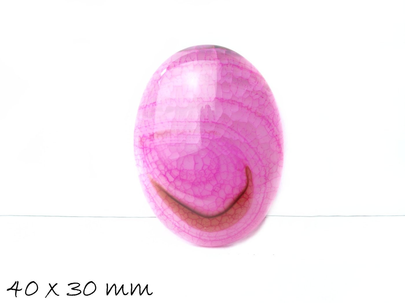 1 Edelstein Cabochon Drachenader Achat 40 x 30 mm rosa, braun