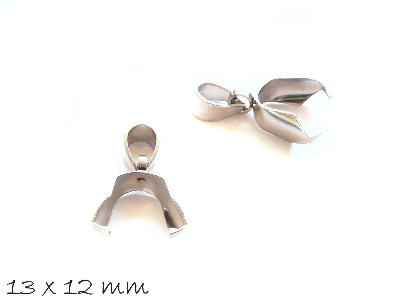5 Stück Collierschlaufen, Edelstahl, silber, 13 x 12 mm