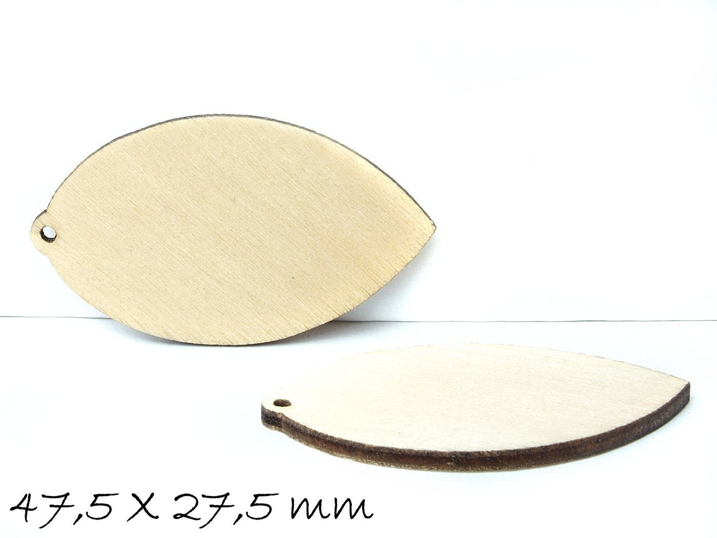 4 Stück Holz Anhänger, Pferdeauge, 47,5 x 27,5 mm