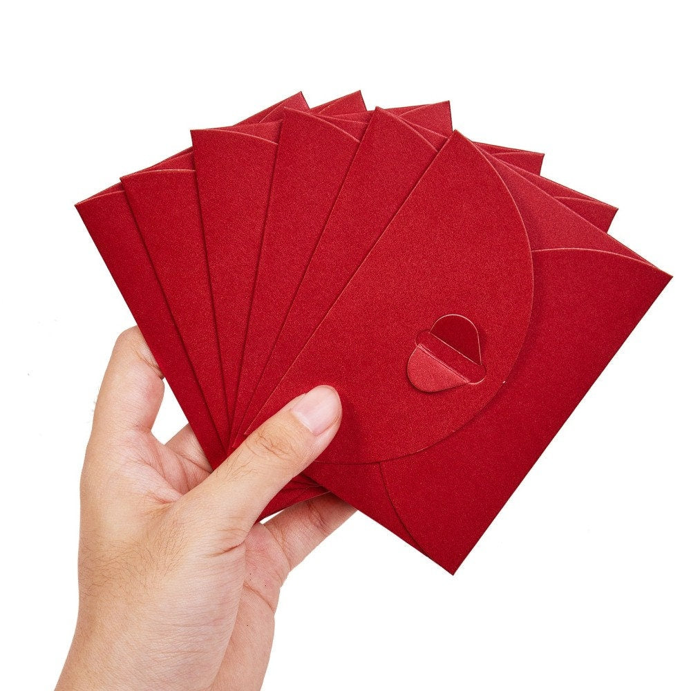 5 Stück Rote Briefumschläge 10,5 x 7,2 cm