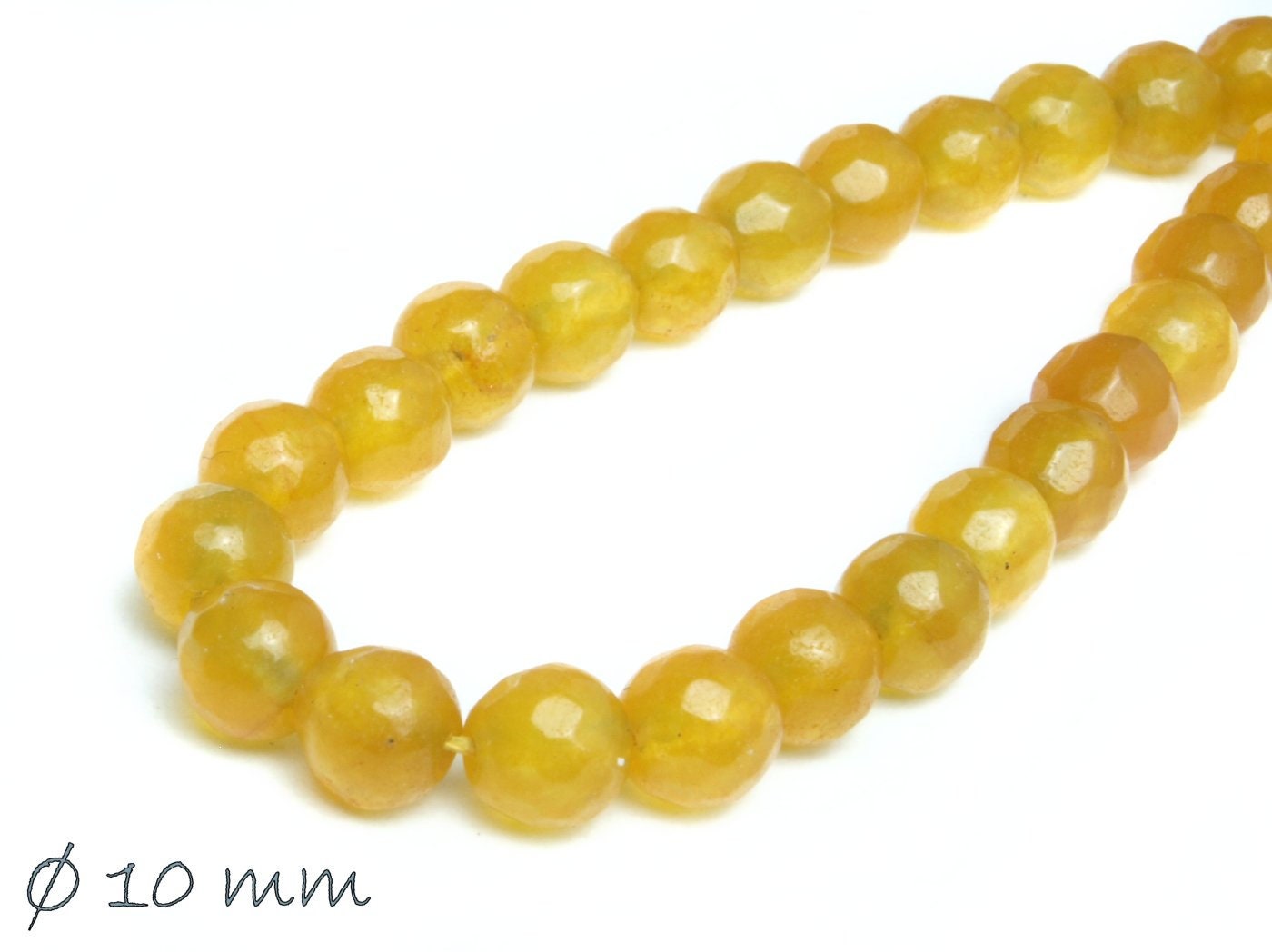 4 Stück facettierte Achatperlen, Ø 10 mm, gelb