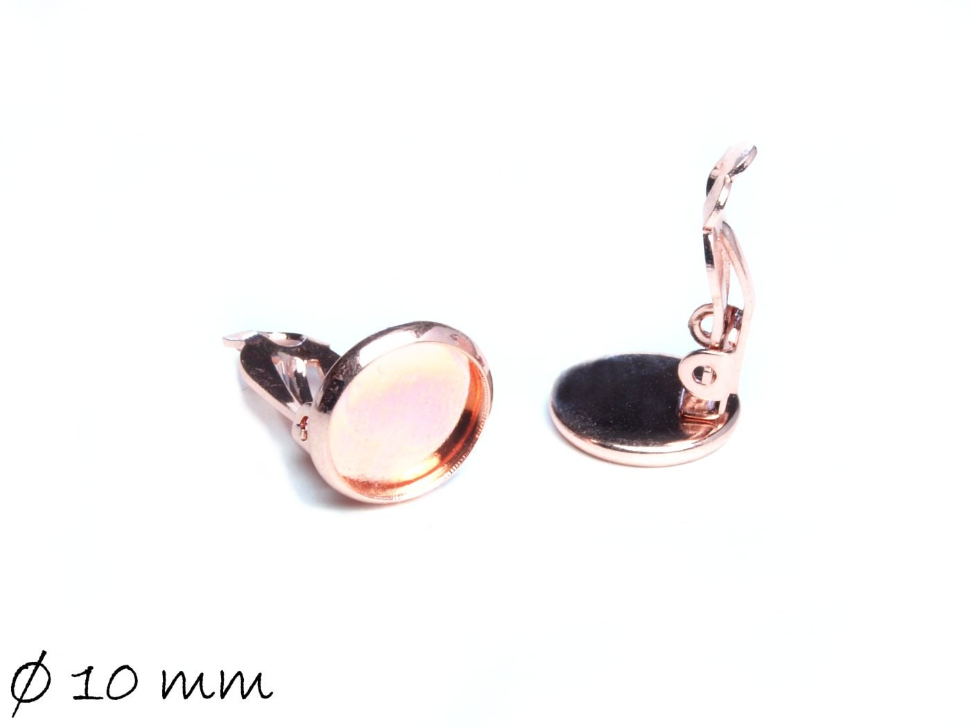 4 Stück Ohrclips Rohling rosegold, 10 mm Fassung