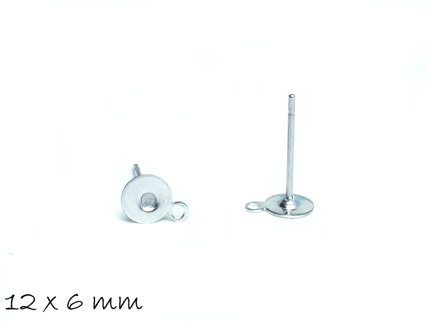 20 Stück Edelstahl Ohrstecker Rohling mit Öse, 12 x 6 mm