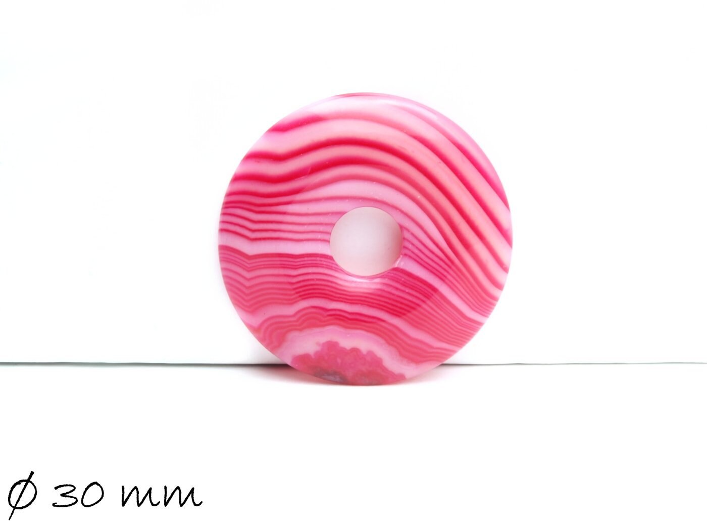 1 Stück Edelstein Donut Anhänger, Achat Ø 30 mm, pink