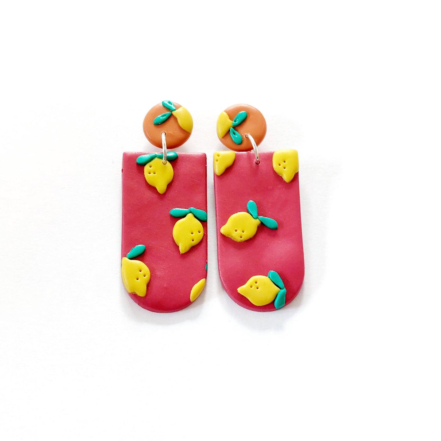 Statement Ohrringe Polymer Clay Sommer Zitronen rot orange nach Wahl