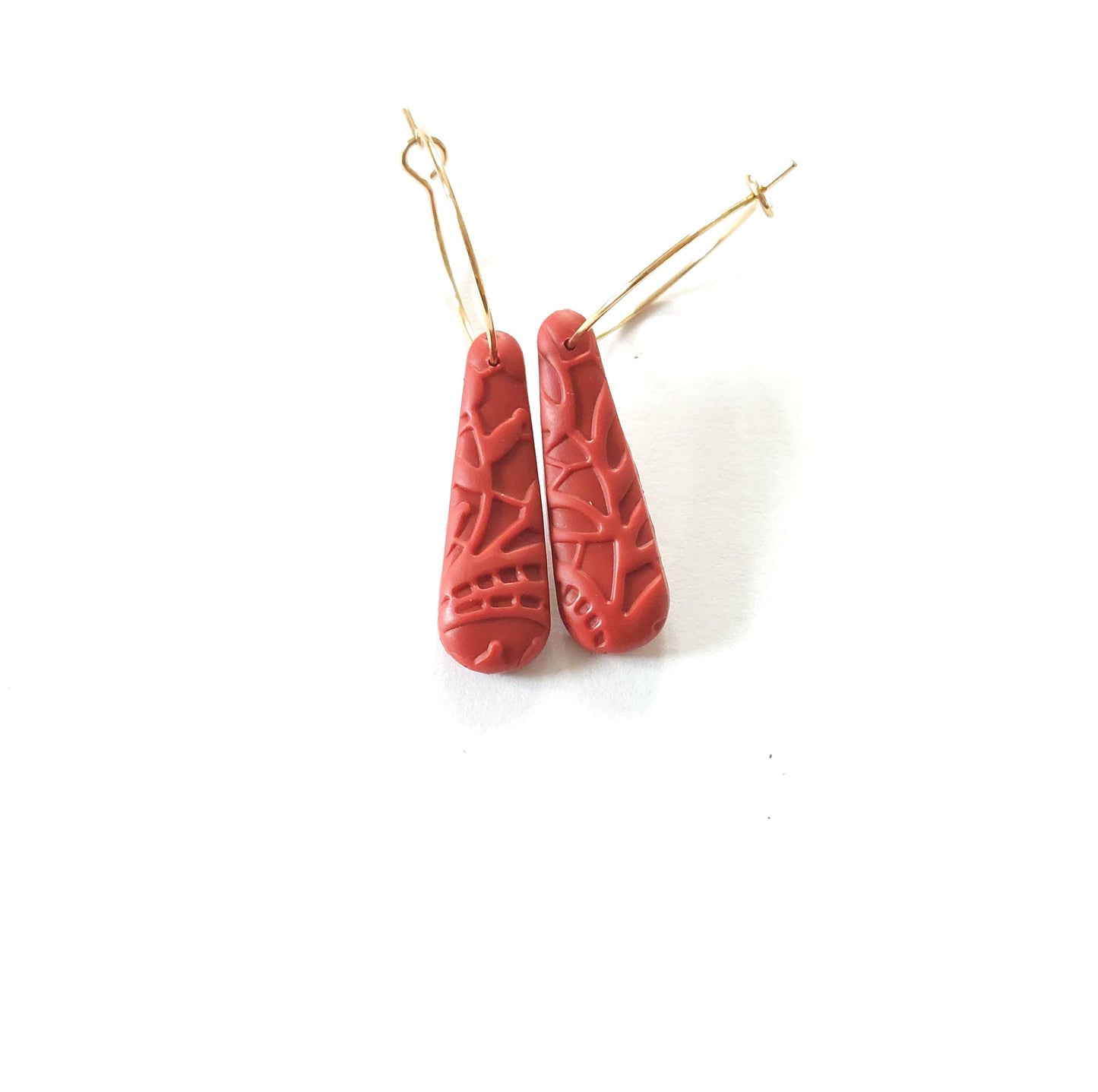 Statement Ohrringe Polymer Clay Blüten Tropfen Kreis Blätter rot nach Wahl