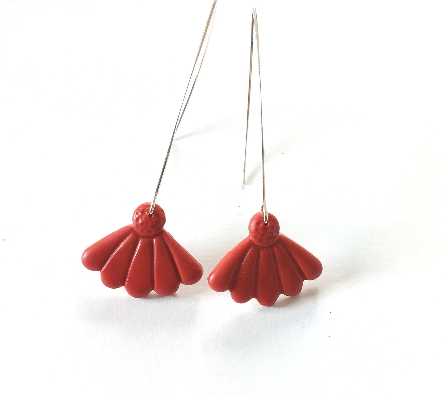 Statement Ohrringe Polymer Clay Blüten Tropfen Kreis Blätter rot nach Wahl