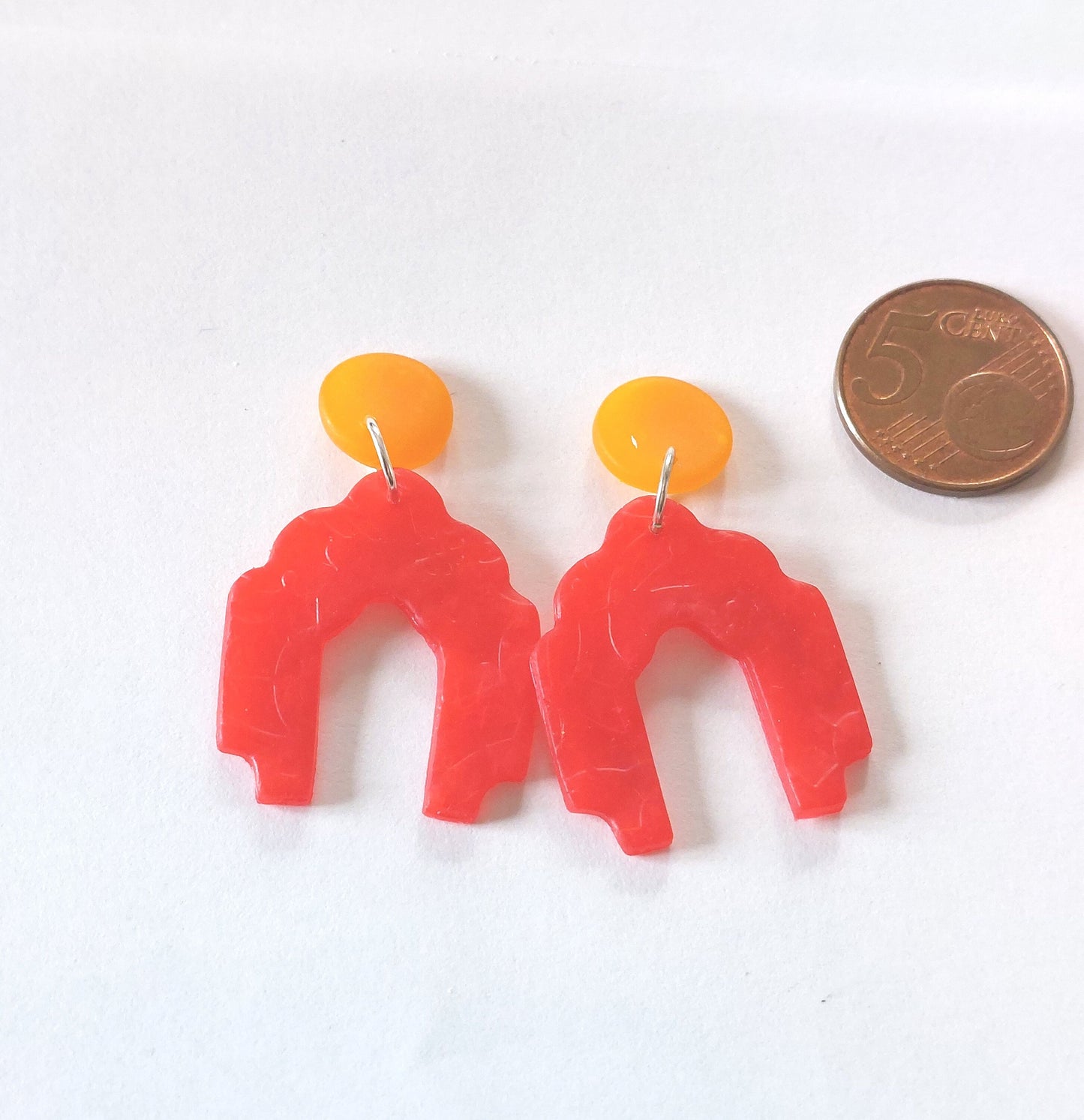 Statement Ohrringe Polymer Clay Blätter rot orange nach Wahl