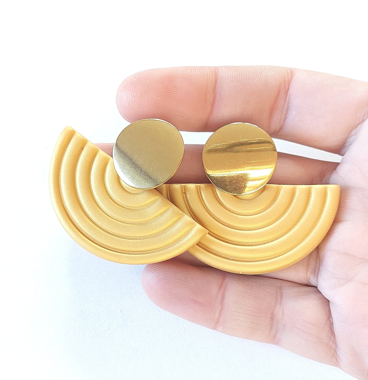 Statement Ohrringe Polymer Clay Muschel gold braun nach Wahl