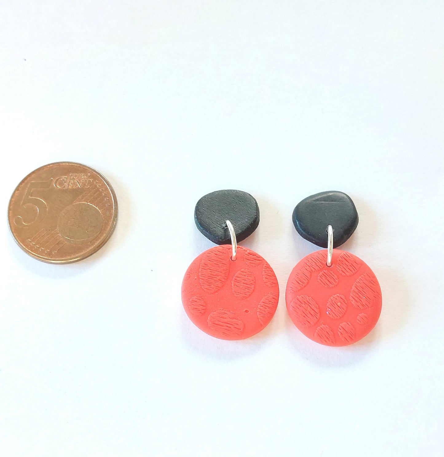 Statement Ohrringe Polymer Clay geometrisch rot schwarz nach Wahl