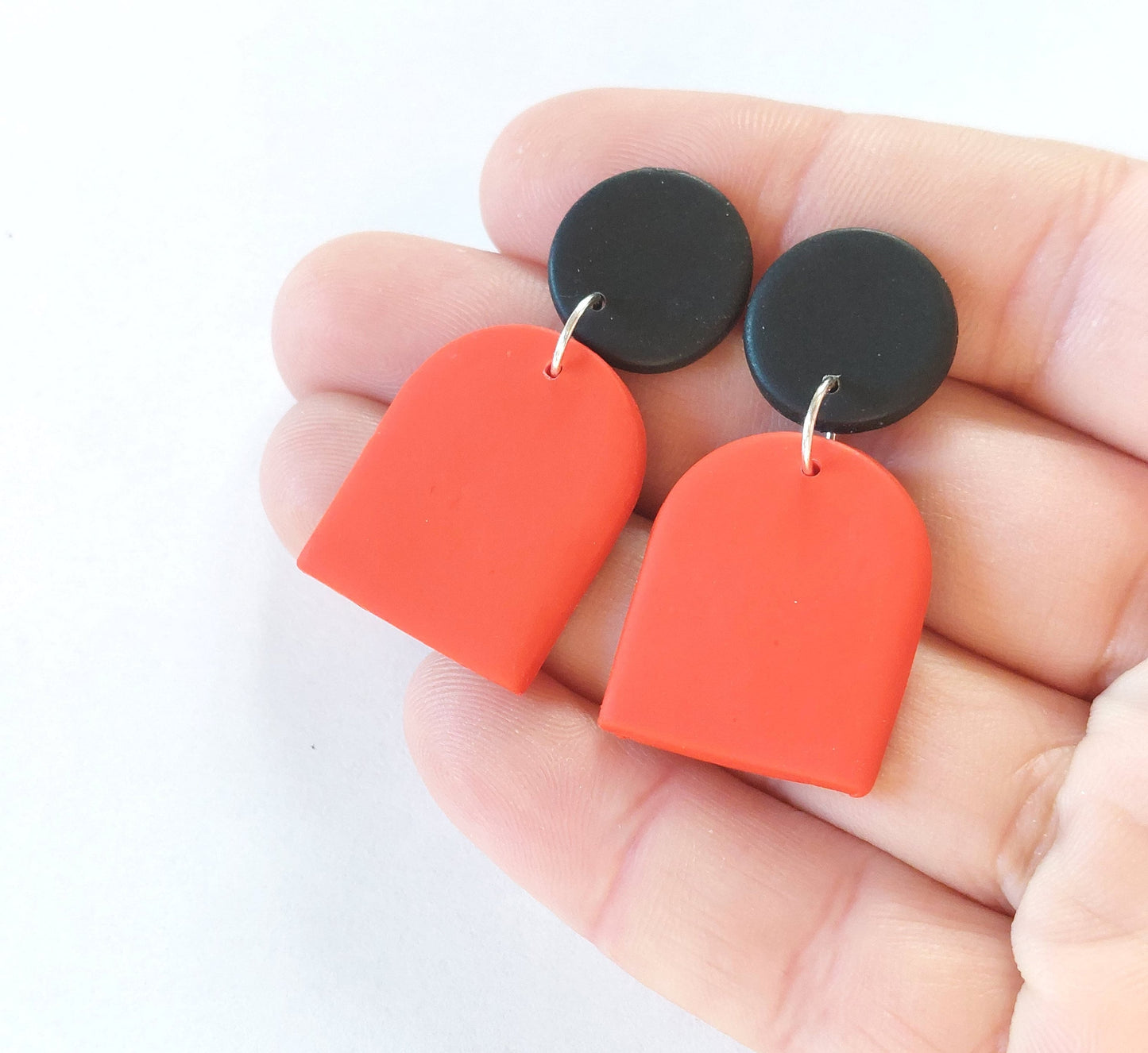 Statement Ohrringe Polymer Clay geometrisch rot schwarz nach Wahl