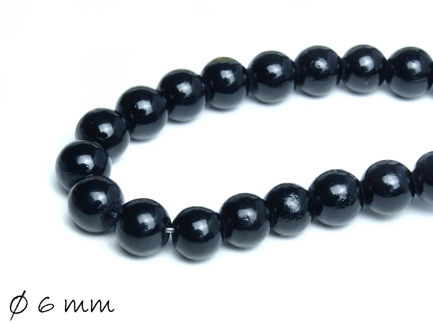20 Stück Edelstein Perlen, Mashan Jade, schwarz, Ø 6 mm