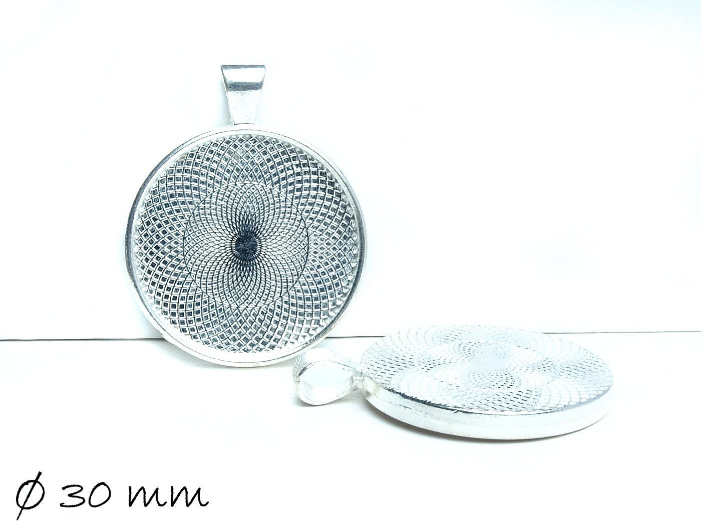 2 Stück Anhänger mit Cabochonfassungen/ Medaillon Ø 30 mm silber