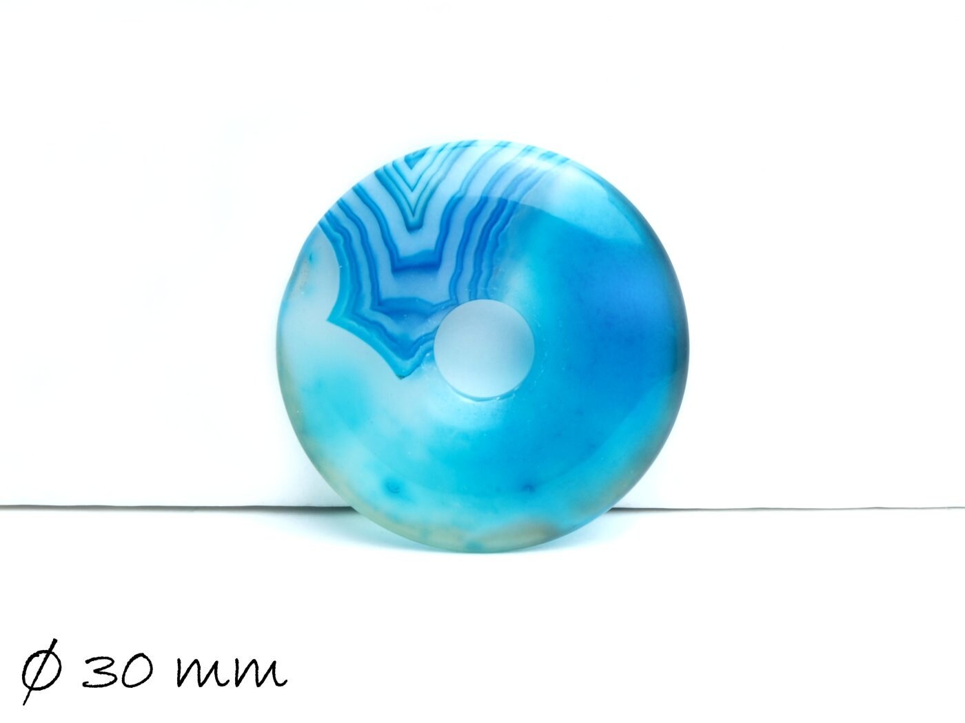 1 Stück Edelstein Donut Anhänger, Achat Ø 30 mm, blau-weiß