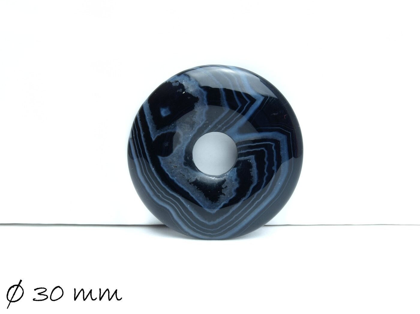 1 Stück Donut Anhänger Edelstein Achat Ø 30 mm, schwarz