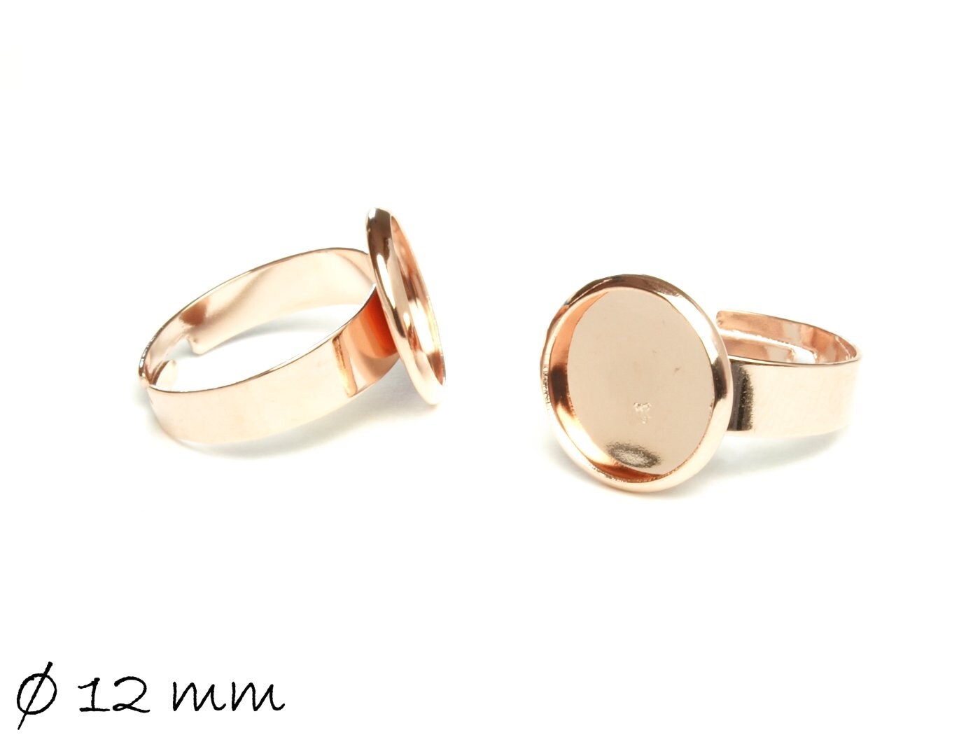 2 Stück Edelstahl Ringrohlinge 18 mm rosegold mit 12 mm Cabochonfassung