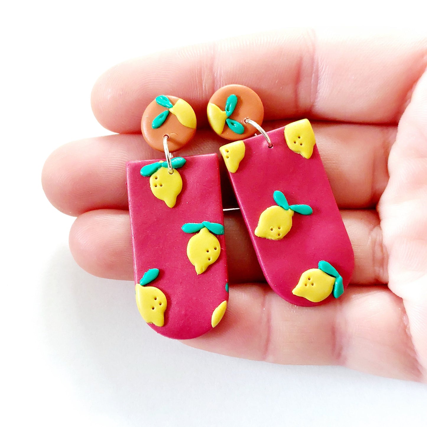 Statement Ohrringe Polymer Clay Sommer Zitronen rot orange nach Wahl