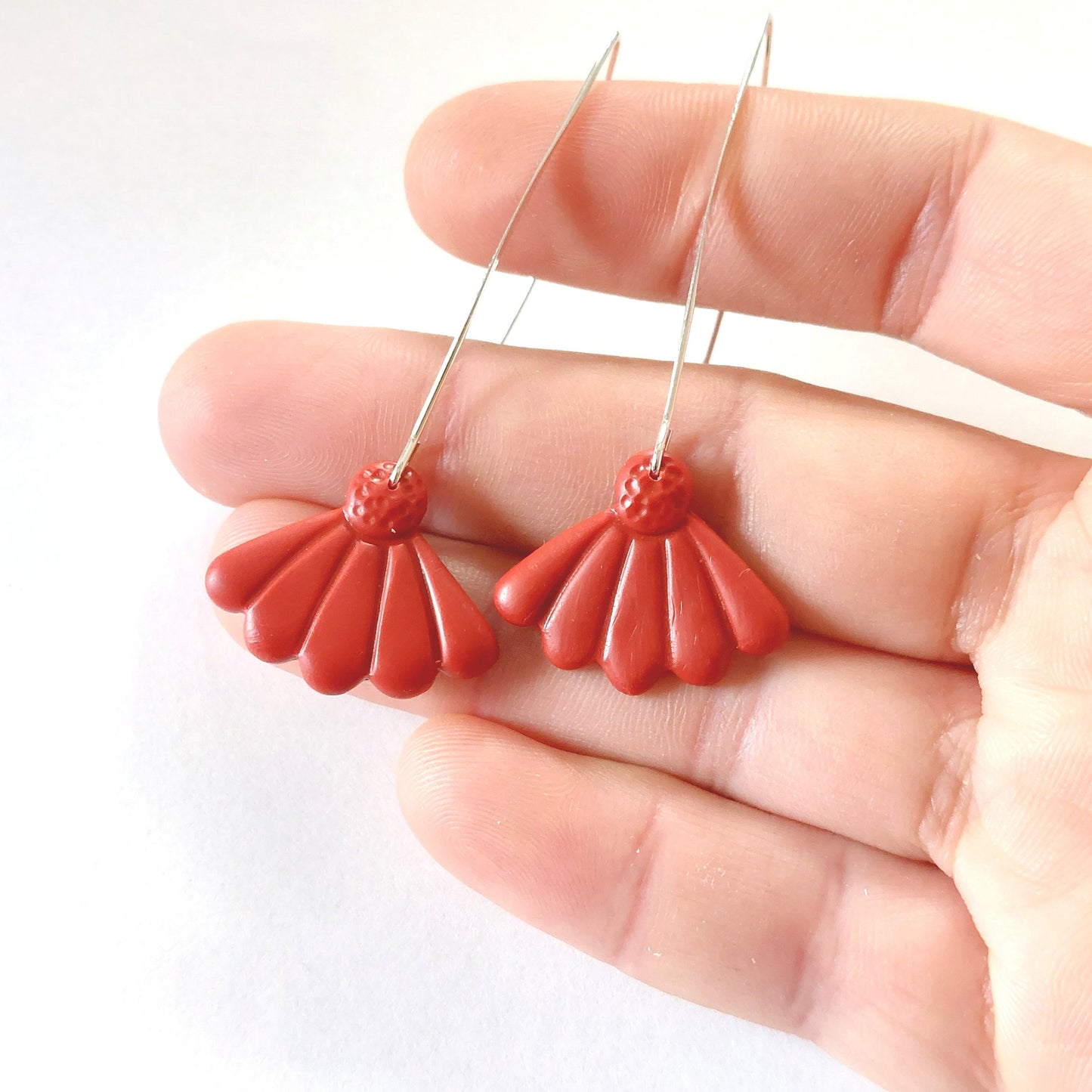 Statement Ohrringe Polymer Clay Blüten Tropfen Kreis Blätter rot nach Wahl