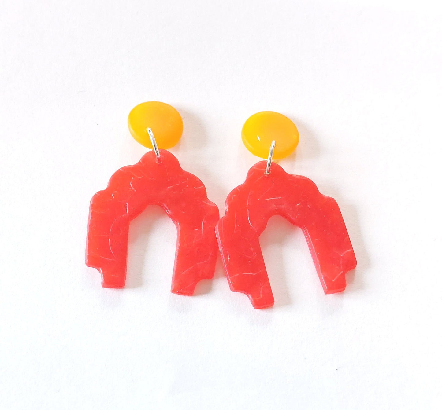Statement Ohrringe Polymer Clay Blätter rot orange nach Wahl