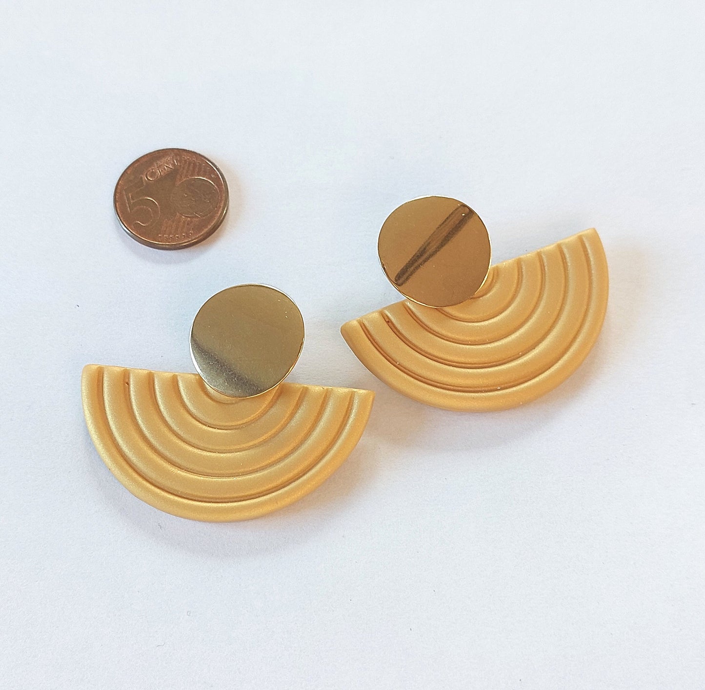 Statement Ohrringe Polymer Clay Muschel gold braun nach Wahl