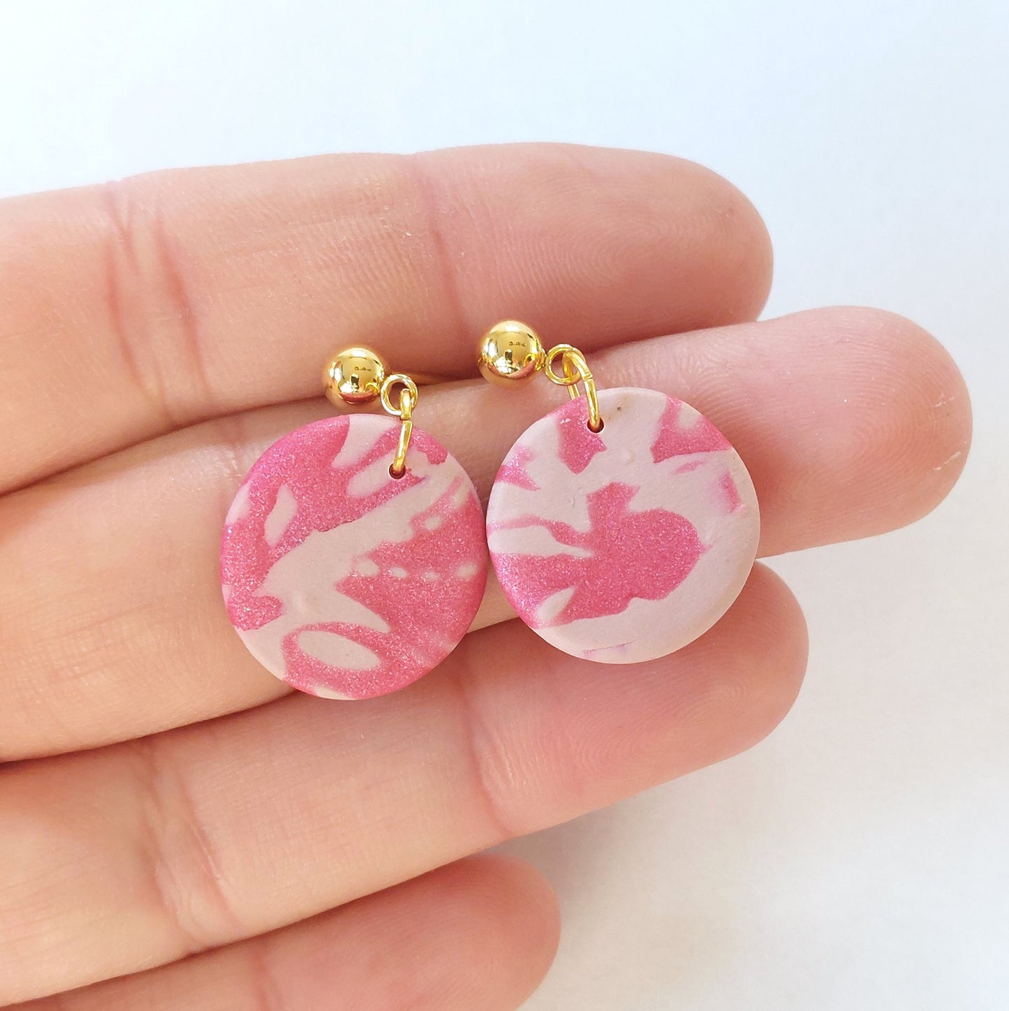 Statement Ohrringe Polymer Clay rund pink rosa nach Wahl