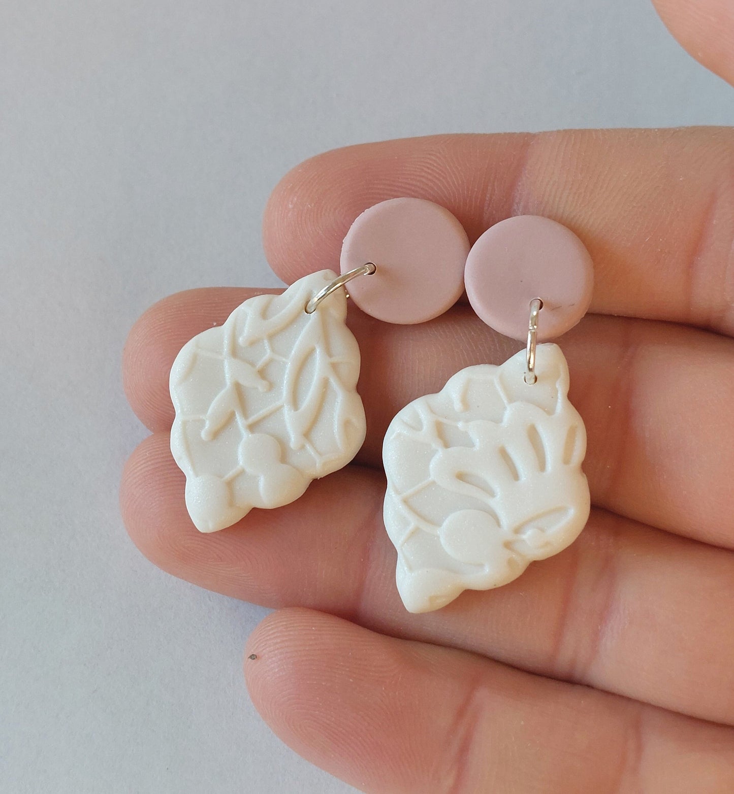 Statement Ohrringe Polymer Clay orientalisch rosa weiß nach Wahl