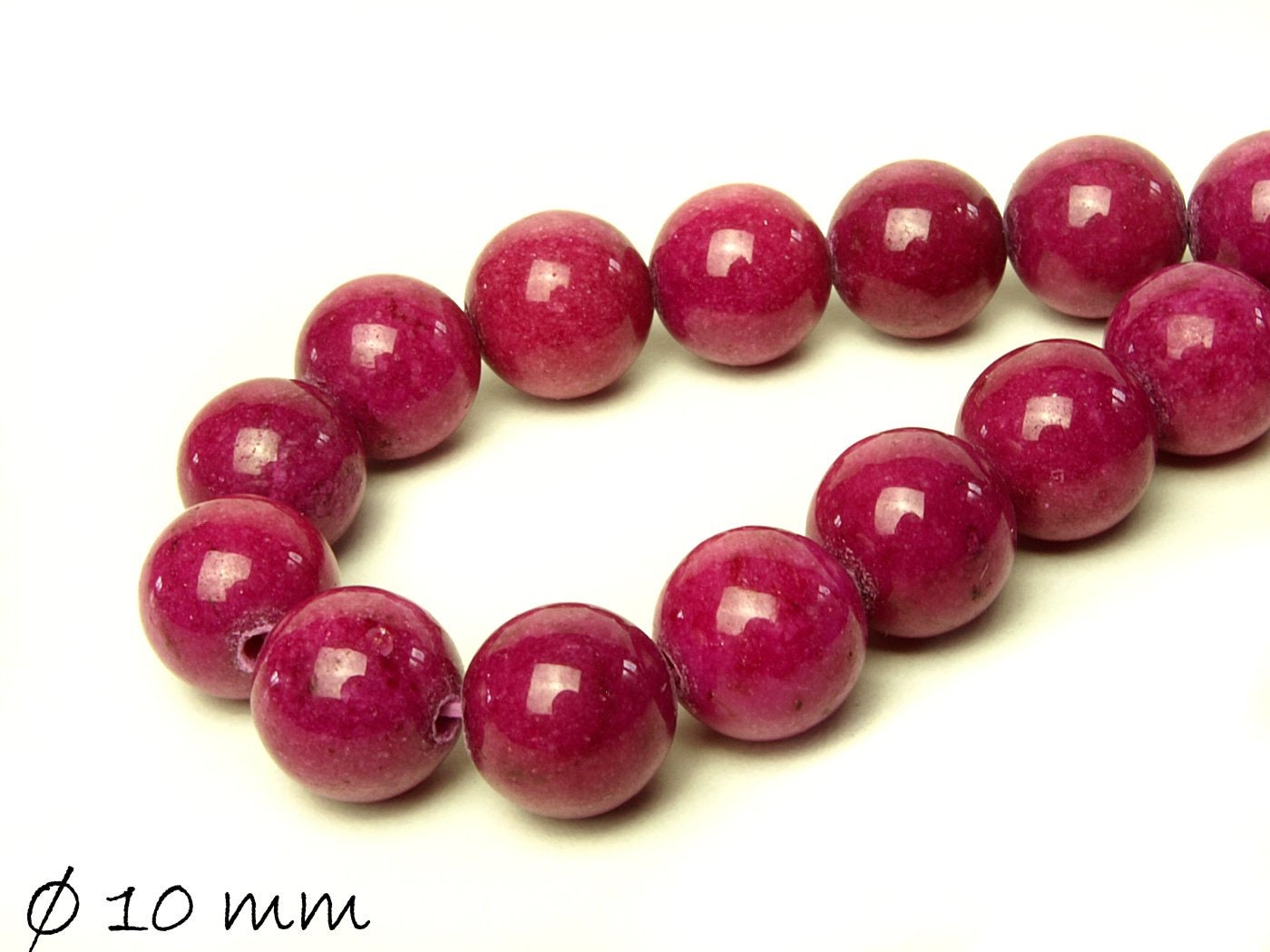 10 Stück Mashan Jade Perlen, verschiedene Farben, Ø 10 mm - 2