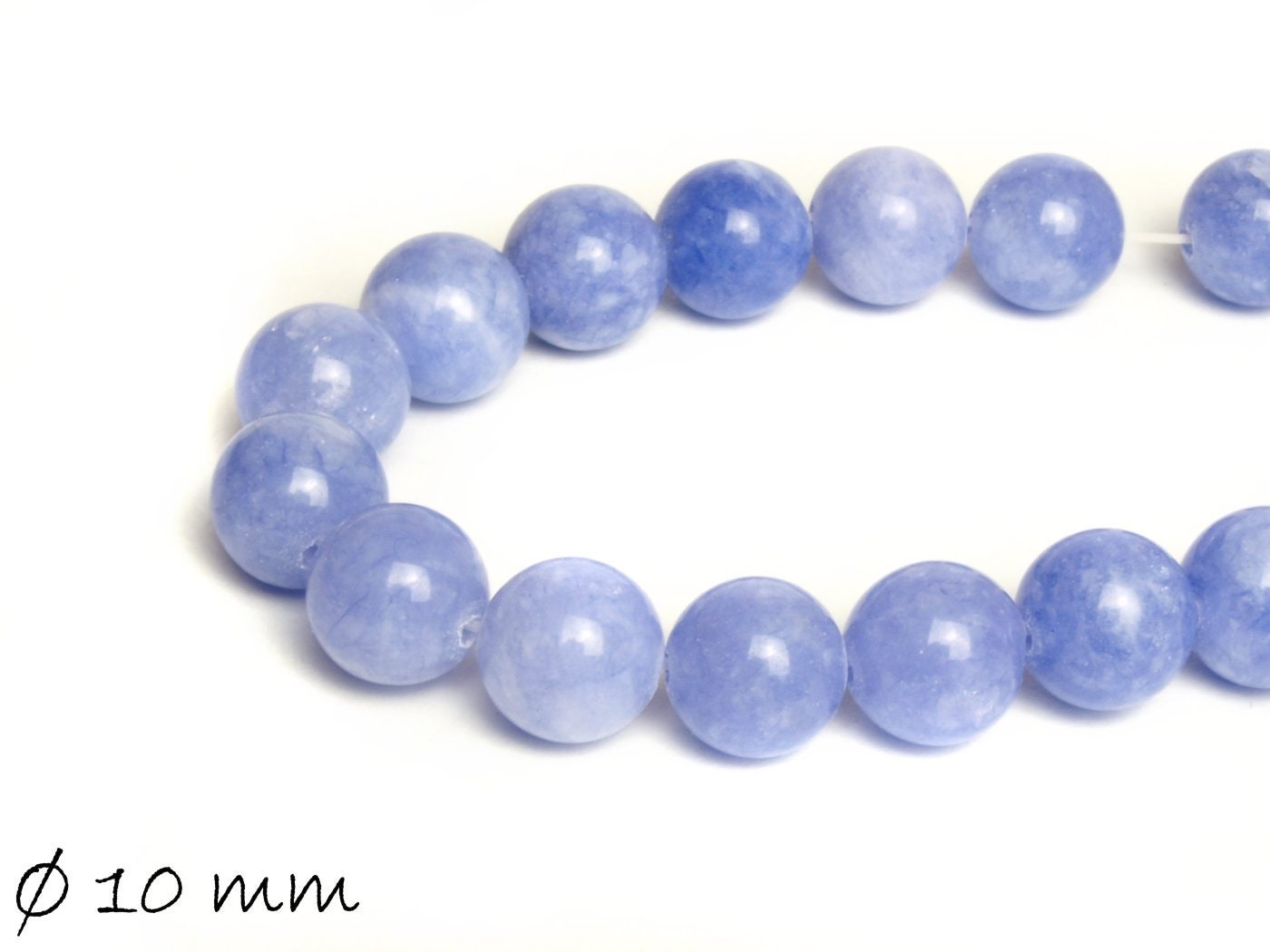 10 Stück Mashan Jade Perlen, verschiedende Farben, Ø 10 mm - 1