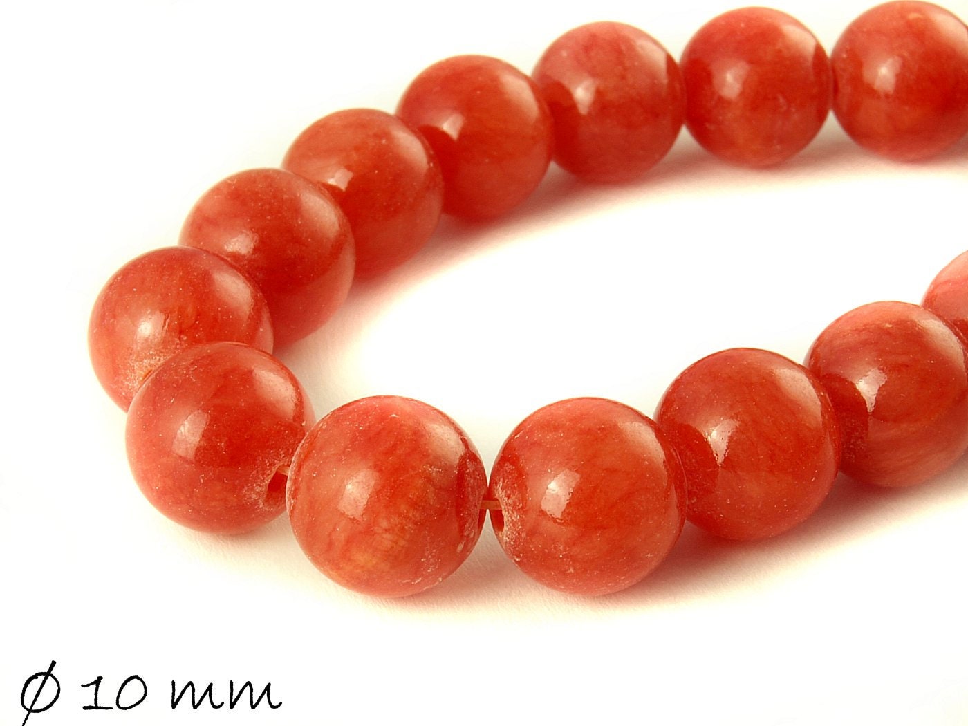 10 Stück Mashan Jade Perlen, verschiedende Farben, Ø 10 mm - 1
