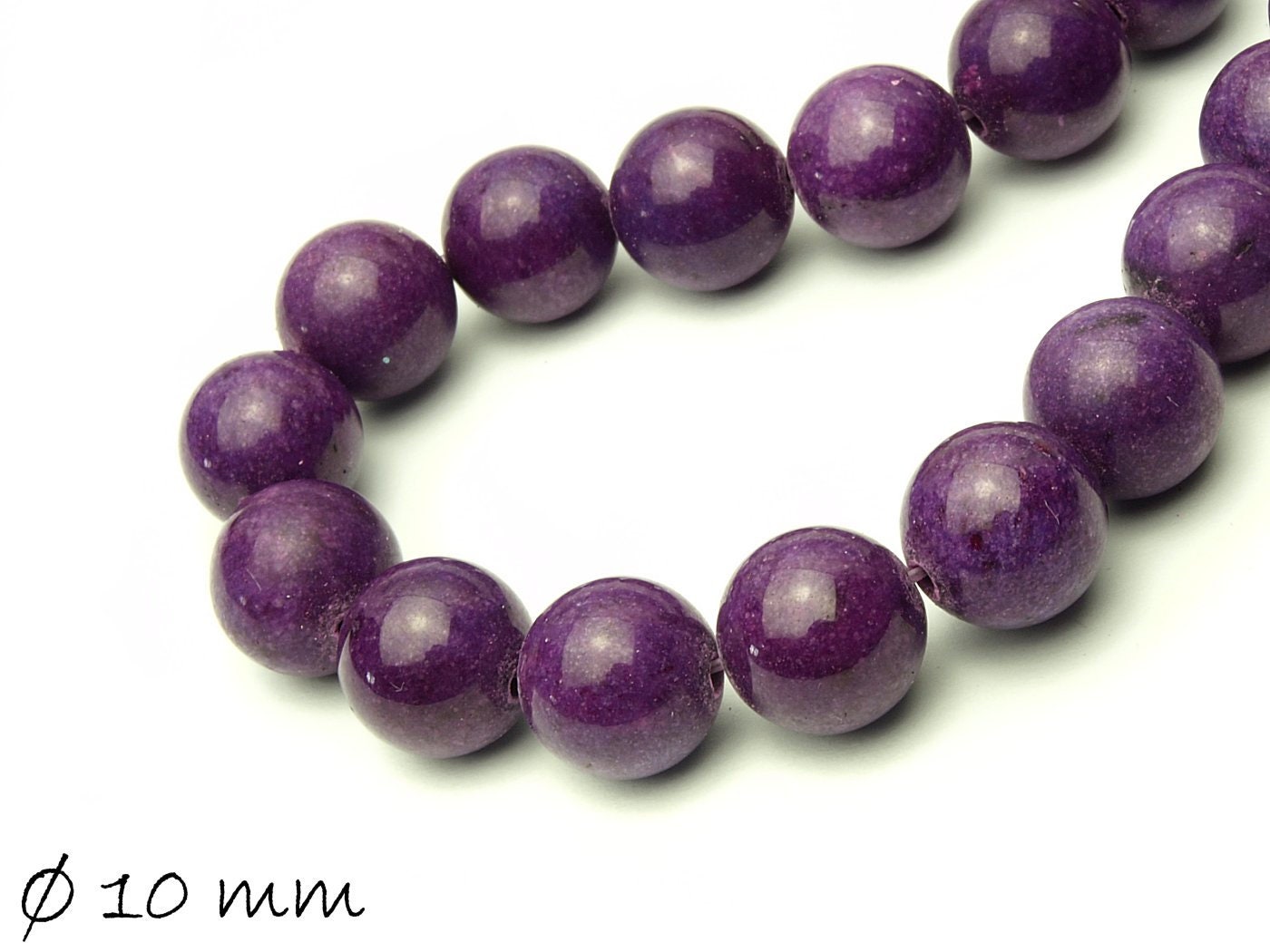 10 Stück Mashan Jade Perlen, verschiedene Farben, Ø 10 mm - 3