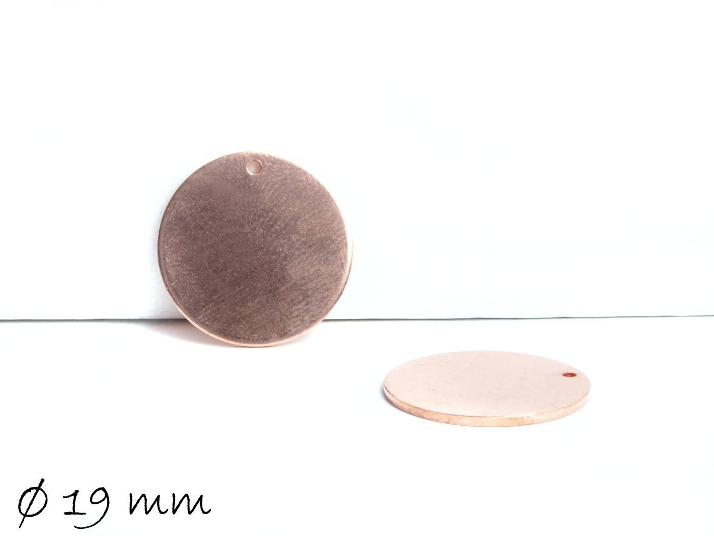 4 Stück Anhänger Stempel Plättchen Kupfer Ø 19 mm