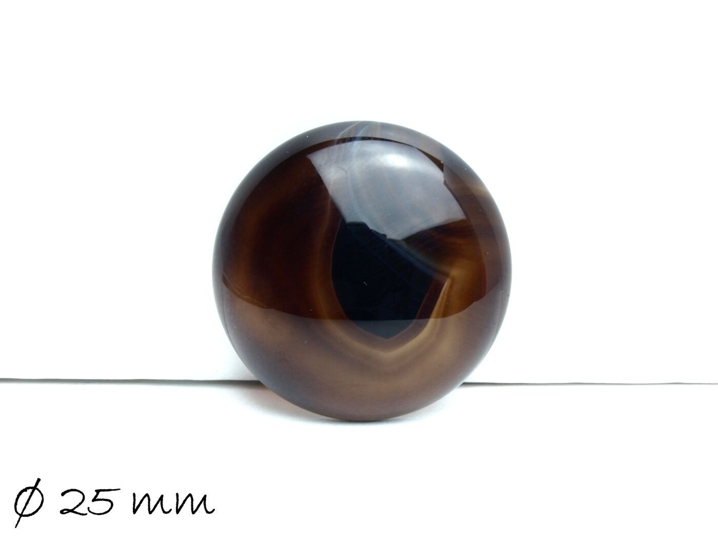 1 Stück Edelstein Cabochon, braun-schwarzer Achat, Ø 25 mm