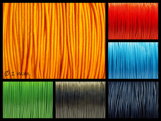 0,30EUR/m - 5 m Polyesterschnur (glatt), Ø 1 mm, verschiedene Farben