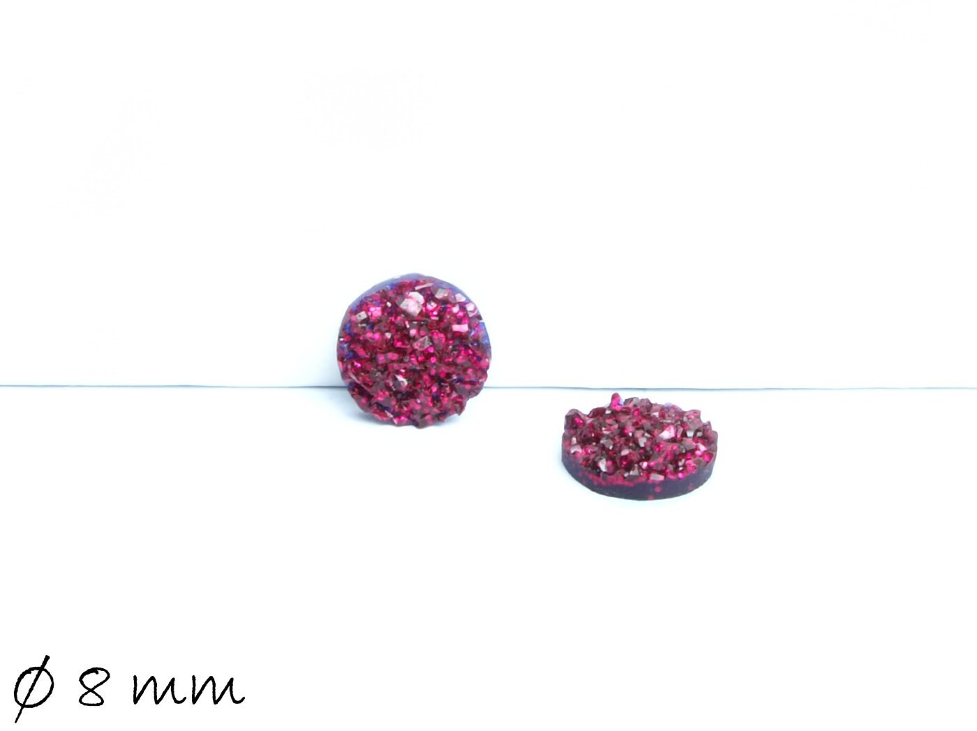 8 Stück runde Resin Cabochons Druzy-Imitat 8 mm, pink