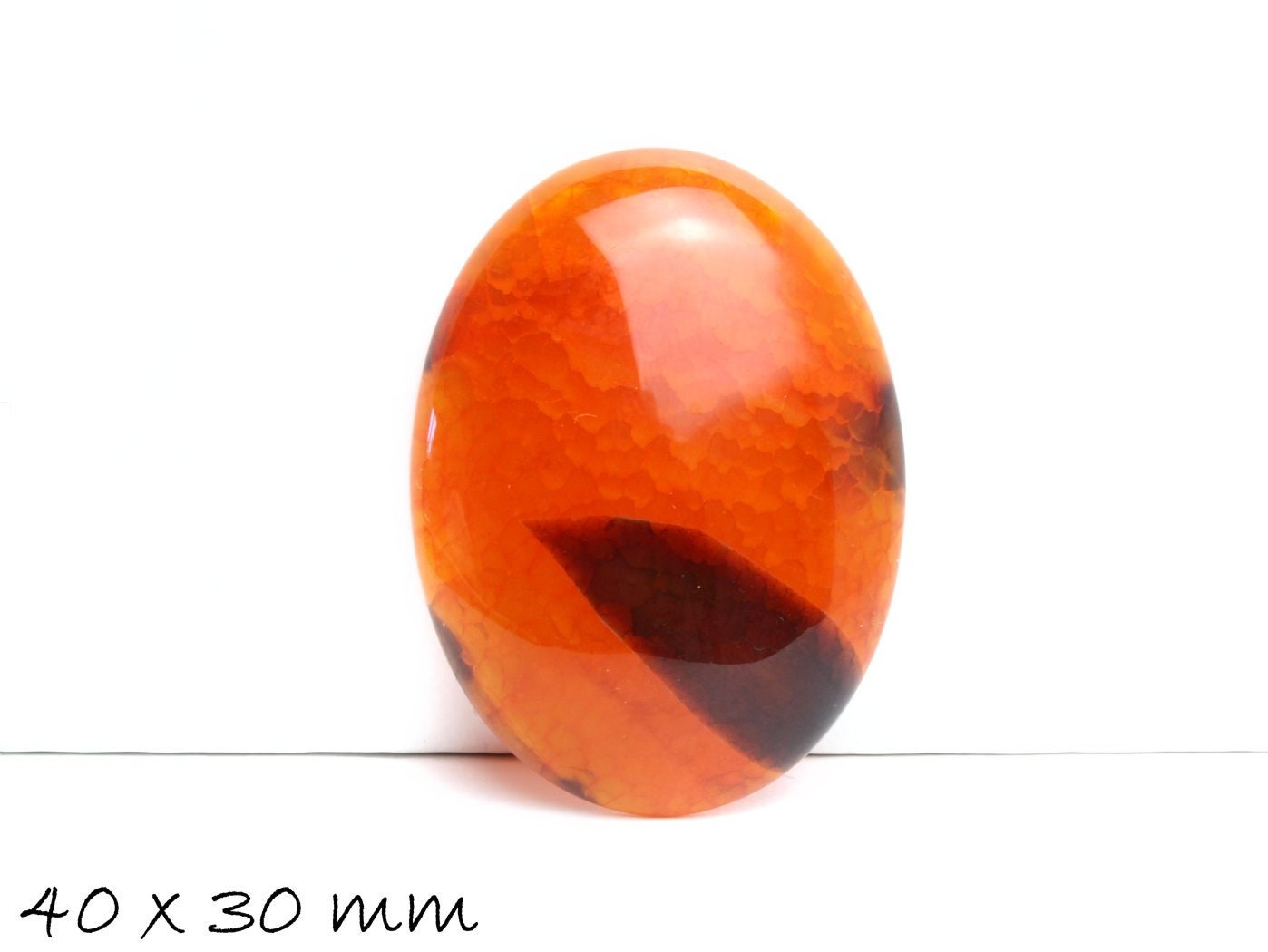 1 Edelstein Cabochon Drachenader Achat 40 x 30 mm orange-schwarz